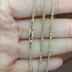 14K Solid Gold 1.8 mm Light Rope Chain Necklace